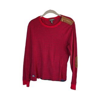Lauren Ralph, Lauren women’s red and blue striped top with suede accents / large